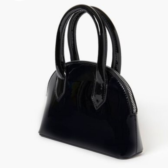 NWOT FOREVER 21 BLACK FAUX LEATHER MINI CLASSIC HANDBAG - Picture 3 of 8